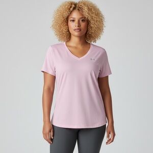 Under Armour HeatGear V-Neck Active Tee Women’s 2XL Pink Plus Size Summer